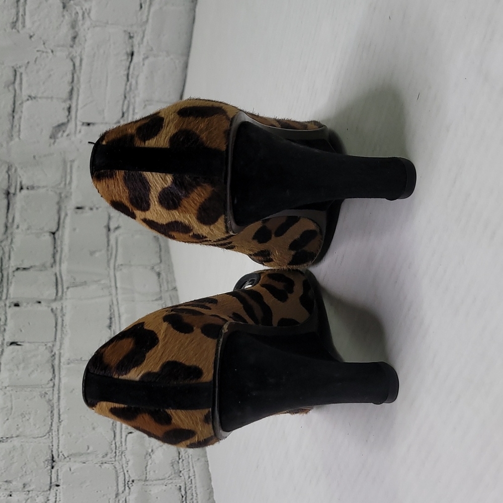 Stuart weitzman leopard fur peep toe wedge pump - Picture 4 of 9